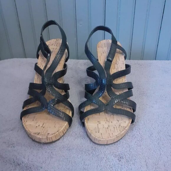 Aerosoles Womans Black 4" Wedge Heel Sandals - Picture 1 of 5